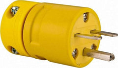 Value Collection - 250 VAC, 15 Amp, 6-16 NEMA, Straight, Ungrounded, Industrial Grade Plug - 2 Pole, 3 Wire, 1 Phase, Rubber, Yellow - Exact Tool & Supply