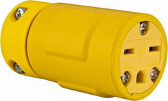 Value Collection - 250 VAC, 15 Amp, 6-15 NEMA, Straight, Ungrounded, Industrial Grade Connector - 2 Pole, 3 Wire, 1 Phase, Rubber, Yellow - Exact Tool & Supply
