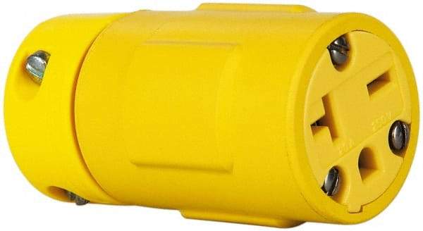 Value Collection - 250 VAC, 20 Amp, 6-20 NEMA, Straight, Ungrounded, Industrial Grade Connector - 2 Pole, 3 Wire, 1 Phase, Rubber, Yellow - Exact Tool & Supply