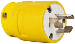 Value Collection - 125/250 VAC, 20 Amp, NonNEMA, Straight, Ungrounded, Industrial Grade Plug - 3 Pole, 3 Wire, 1 Phase, Rubber, Yellow - Exact Tool & Supply