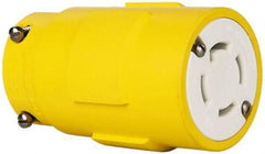 Value Collection - 125/250 VAC, 30 Amp, NonNEMA, Straight, Ungrounded, Industrial Grade Connector - 4 Pole, 4 Wire, 1 Phase, Rubber, Yellow - Exact Tool & Supply