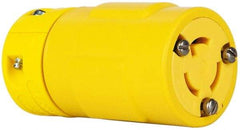 Value Collection - 125 VAC, 15 Amp, L5-15 NEMA, Straight, Ungrounded, Industrial Grade Connector - 2 Pole, 3 Wire, 1 Phase, Rubber, Yellow - Exact Tool & Supply