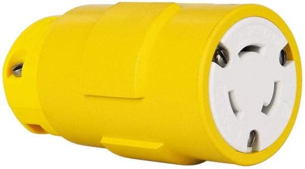 Value Collection - 125 VAC, 20 Amp, L5-20 NEMA, Straight, Ungrounded, Industrial Grade Connector - 2 Pole, 3 Wire, 1 Phase, Rubber, Yellow - Exact Tool & Supply