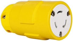Value Collection - 125 VAC, 20 Amp, L5-20 NEMA, Straight, Ungrounded, Industrial Grade Connector - 2 Pole, 3 Wire, 1 Phase, Rubber, Yellow - Exact Tool & Supply