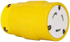 Value Collection - 125 VAC, 30 Amp, L5-30 NEMA, Straight, Ungrounded, Industrial Grade Connector - 2 Pole, 3 Wire, 1 Phase, Rubber, Yellow - Exact Tool & Supply