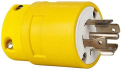 Value Collection - 277/480 VAC, 20 Amp, L22-20 NEMA, Straight, Self Grounding, Industrial Grade Plug - 4 Pole, 5 Wire, 3 Phase, Rubber, Yellow - Exact Tool & Supply