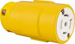Value Collection - 277/480 VAC, 20 Amp, L22-20 NEMA, Straight, Self Grounding, Industrial Grade Connector - 4 Pole, 5 Wire, 3 Phase, Rubber, Yellow - Exact Tool & Supply