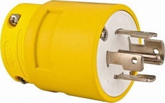 Value Collection - 120/208 VAC, 30 Amp, L21-30 NEMA, Straight, Ungrounded, Industrial Grade Plug - 4 Pole, 5 Wire, 3 Phase, Rubber, Yellow - Exact Tool & Supply