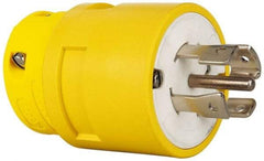 Value Collection - 347/600 VAC, 30 Amp, L23-30 NEMA, Straight, Ungrounded, Industrial Grade Plug - 4 Pole, 5 Wire, Rubber, Yellow - Exact Tool & Supply