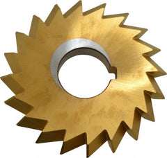 Made in USA - 4° 4" Cut Diam, 1/2" Cut Width, 1-1/4" Arbor, High Speed Steel Double-Angle Cutter - Exact Tool & Supply