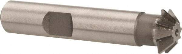Made in USA - 1/2" Diam x 1/8" Width of Cut, 45° Included Angle, Shank Connection, High Speed Steel Single Angle Cutter - 3/8" Shank Diam, 2-1/8" Overall Length, Right Hand Cut, Uncoated - Exact Tool & Supply