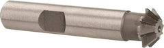 Made in USA - 1/2" Diam x 1/8" Width of Cut, 45° Included Angle, Shank Connection, High Speed Steel Single Angle Cutter - 3/8" Shank Diam, 2-1/8" Overall Length, Right Hand Cut, Uncoated - Exact Tool & Supply