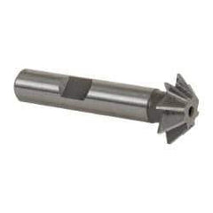 Made in USA - 3/4" Diam x 3/16" Width of Cut, 45° Included Angle, Shank Connection, High Speed Steel Single Angle Cutter - 3/8" Shank Diam, 2-1/8" Overall Length, Right Hand Cut, Uncoated - Exact Tool & Supply