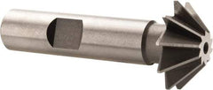 Made in USA - 1" Diam x 5/16" Width of Cut, 45° Included Angle, Shank Connection, High Speed Steel Single Angle Cutter - 1/2" Shank Diam, 2-1/2" Overall Length, Right Hand Cut, Uncoated - Exact Tool & Supply