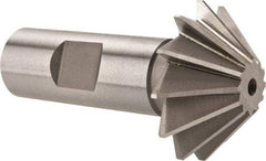Made in USA - 1-1/2" Diam x 1/2" Width of Cut, 45° Included Angle, Shank Connection, High Speed Steel Single Angle Cutter - 3/4" Shank Diam, 2-3/4" Overall Length, Right Hand Cut, Uncoated - Exact Tool & Supply