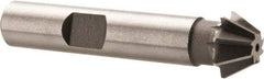 Made in USA - 1/2" Diam x 7/32" Width of Cut, 60° Included Angle, Shank Connection, High Speed Steel Single Angle Cutter - 3/8" Shank Diam, 2-1/8" Overall Length, Right Hand Cut, Uncoated - Exact Tool & Supply