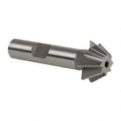 Made in USA - 3/4" Diam x 5/16" Width of Cut, 60° Included Angle, Shank Connection, High Speed Steel Single Angle Cutter - 3/8" Shank Diam, 2-1/8" Overall Length, Right Hand Cut, Uncoated - Exact Tool & Supply