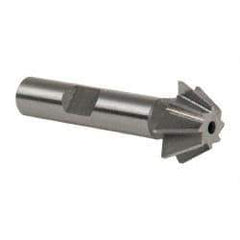 Made in USA - 3/4" Diam x 5/16" Width of Cut, 60° Included Angle, Shank Connection, High Speed Steel Single Angle Cutter - 3/8" Shank Diam, 2-1/8" Overall Length, Right Hand Cut, Uncoated - Exact Tool & Supply
