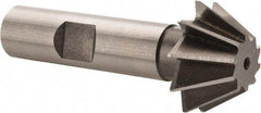Made in USA - 1" Diam x 7/16" Width of Cut, 60° Included Angle, Shank Connection, High Speed Steel Single Angle Cutter - 1/2" Shank Diam, 2-1/2" Overall Length, Right Hand Cut, Uncoated - Exact Tool & Supply
