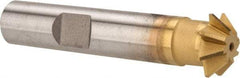 Made in USA - 1/2" Diam x 1/8" Width of Cut, 45° Included Angle, Shank Connection, High Speed Steel Single Angle Cutter - 3/8" Shank Diam, 2-1/8" Overall Length, Right Hand Cut, TiN Coated - Exact Tool & Supply