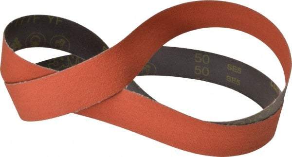 3M - 2" Wide x 72" OAL, 50 Grit, Ceramic Abrasive Belt - Ceramic, Coarse, Coated, YF Weighted Cloth Backing, Wet/Dry, Series 777F - Exact Tool & Supply