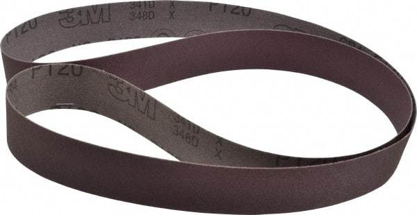 3M - 1-1/2" Wide x 60" OAL, 120 Grit, Aluminum Oxide Abrasive Belt - Aluminum Oxide, Fine, Coated, X Weighted Cloth Backing, Series 341D - Exact Tool & Supply