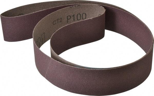 3M - 2" Wide x 60" OAL, 100 Grit, Aluminum Oxide Abrasive Belt - Aluminum Oxide, Fine, Coated, X Weighted Cloth Backing, Series 341D - Exact Tool & Supply