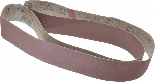 3M - 2" Wide x 72" OAL, 150 Grit, Aluminum Oxide Abrasive Belt - Aluminum Oxide, Very Fine, Coated, X Weighted Cloth Backing, Series 341D - Exact Tool & Supply