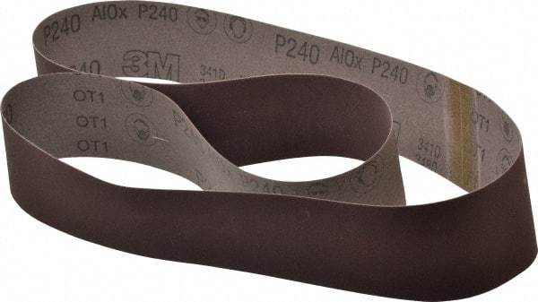 3M - 2-1/2" Wide x 60" OAL, 240 Grit, Aluminum Oxide Abrasive Belt - Aluminum Oxide, Very Fine, Coated, X Weighted Cloth Backing, Series 341D - Exact Tool & Supply