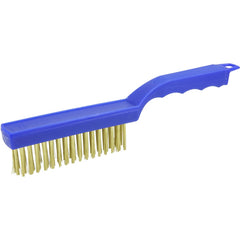 Hand Wire Scratch Brush, .012 Brass Wire Fill, Plastic Handle - Exact Tool & Supply