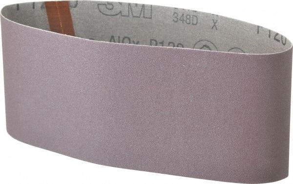 3M - 4" Wide x 21-3/4" OAL, 120 Grit, Aluminum Oxide Abrasive Belt - Aluminum Oxide, Fine, Coated, X Weighted Cloth Backing, Series 341D - Exact Tool & Supply