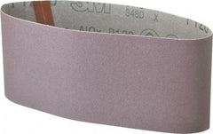 3M - 4" Wide x 21-3/4" OAL, 120 Grit, Aluminum Oxide Abrasive Belt - Aluminum Oxide, Fine, Coated, X Weighted Cloth Backing, Series 341D - Exact Tool & Supply