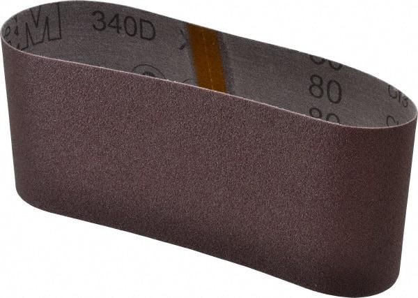 3M - 4" Wide x 21-3/4" OAL, 80 Grit, Aluminum Oxide Abrasive Belt - Aluminum Oxide, Medium, Coated, X Weighted Cloth Backing, Series 240D - Exact Tool & Supply