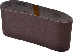 3M - 4" Wide x 21-3/4" OAL, 80 Grit, Aluminum Oxide Abrasive Belt - Aluminum Oxide, Medium, Coated, X Weighted Cloth Backing, Series 240D - Exact Tool & Supply