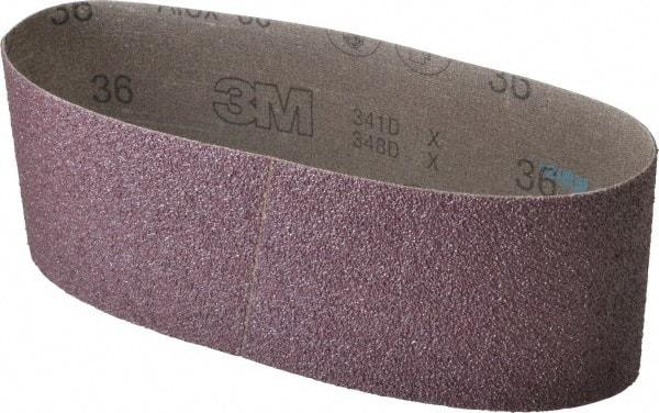 3M - 4" Wide x 24" OAL, 36 Grit, Aluminum Oxide Abrasive Belt - Aluminum Oxide, Very Coarse, Coated, X Weighted Cloth Backing, Series 341D - Exact Tool & Supply