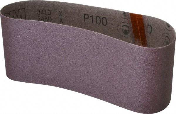 3M - 4" Wide x 24" OAL, 100 Grit, Aluminum Oxide Abrasive Belt - Aluminum Oxide, Fine, Coated, X Weighted Cloth Backing, Series 341D - Exact Tool & Supply