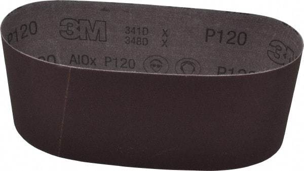 3M - 4" Wide x 24" OAL, 120 Grit, Aluminum Oxide Abrasive Belt - Aluminum Oxide, Fine, Coated, X Weighted Cloth Backing, Series 341D - Exact Tool & Supply