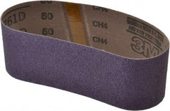 3M - 3" Wide x 21" OAL, 50 Grit, Ceramic Abrasive Belt - Ceramic, Coarse, Coated, Y Weighted Cloth Backing, Series 761D - Exact Tool & Supply