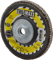 Tru-Maxx - 60 Grit, 5" Disc Diam, 5/8-11 Center Hole, Type 29 Zirconia Alumina Flap Disc - 12,200 Max RPM, Arbor Attaching System, Coated - Exact Tool & Supply