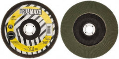 Tru-Maxx - 80 Grit, 7" Disc Diam, 7/8" Center Hole, Type 29 Zirconia Alumina Flap Disc - 8,600 Max RPM, Arbor Attaching System, Coated - Exact Tool & Supply