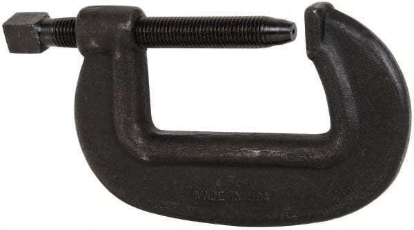 Hargrave - Extra Heavy-Duty 6-1/4" Max Opening, 3-3/8" Throat Depth, Forged Steel Standard C-Clamp - 27,500 Lb Capacity, 0" Min Opening, Standard Throat Depth, Cold Drawn Steel Screw - Exact Tool & Supply