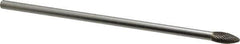 Made in USA - 5/16" Cut Diam, 1/4" Shank Diam, Flame Head Double Cut Burr - Carbide, Radius End, 3/4" LOC, 6" OAL - Exact Tool & Supply