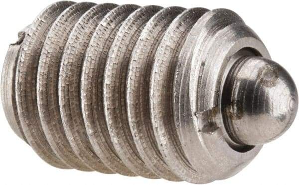 Gibraltar - 1/2-13, 3/4" Thread Length, 0.151" Plunger Projection, Stainless Steel Threaded Spring Plunger - 1/4" Max Plunger Diam, 0.75" Plunger Length, 1.75 Lb Init End Force, 5.5 Lb Final End Force - Exact Tool & Supply