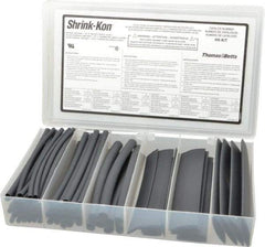 Thomas & Betts - 74 Piece, Black, Heat Shrink Electrical Tubing Kit - 2:1 Shrink Ratio, Flame Retardant, Polyolefin - Exact Tool & Supply