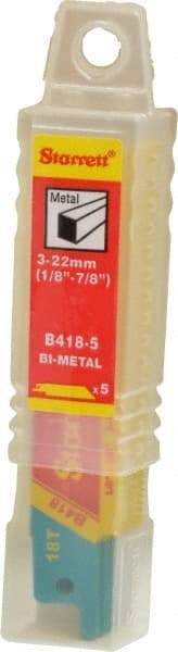 Starrett - 4" Long x 3/4" Thick, Bi-Metal Reciprocating Saw Blade - Straight Profile, 18 TPI, Toothed Edge, Universal Shank - Exact Tool & Supply