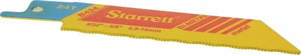 Starrett - 4" Long x 3/4" Thick, Bi-Metal Reciprocating Saw Blade - Straight Profile, 24 TPI, Toothed Edge, Universal Shank - Exact Tool & Supply