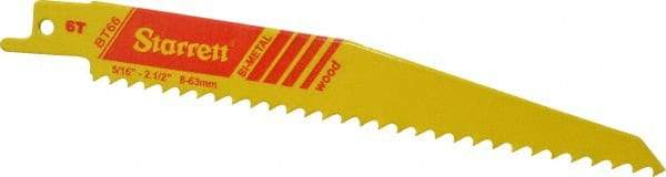 Starrett - 6" Long x 3/4" Thick, Bi-Metal Reciprocating Saw Blade - Tapered Profile, 6 TPI, Toothed Edge, Universal Shank - Exact Tool & Supply