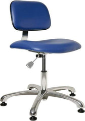 Bevco - Clean Room Swivel Chair - 20" Wide x 17-1/4" Deep, Vinyl Seat, Blue - Exact Tool & Supply