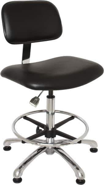 Bevco - Clean Room Swivel Chair - 20" Wide x 17-1/4" Deep, Vinyl Seat, Black - Exact Tool & Supply