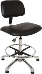 Bevco - Clean Room Swivel Chair - 20" Wide x 17-1/4" Deep, Vinyl Seat, Black - Exact Tool & Supply
